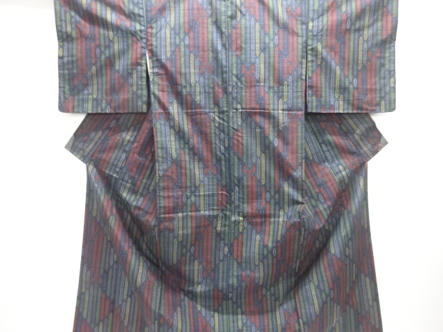 JAPANESE KIMONO / TOKAMACHI TSUMUGI / WOVEN RHOMBUS
